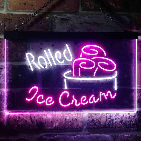 ADVPRO Rolled Ice Cream Shop Dual Color LED Neon Sign st6-i3500 - White & Purple