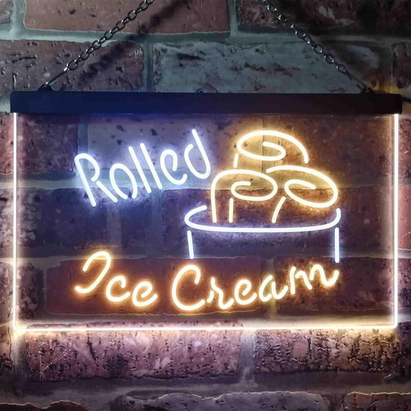 ADVPRO Rolled Ice Cream Shop Dual Color LED Neon Sign st6-i3500 - White & Yellow