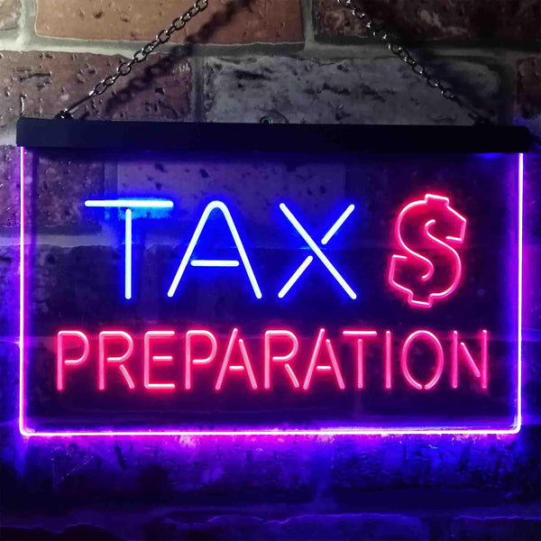 ADVPRO Tax Preparation Display Dual Color LED Neon Sign st6-i3502 - Blue & Red