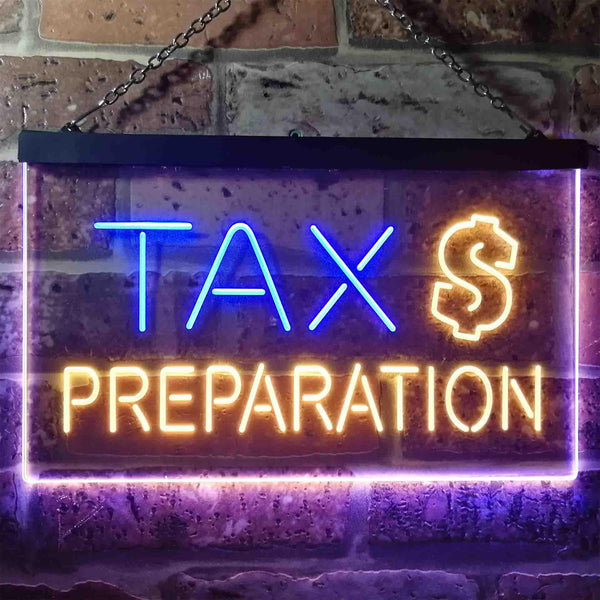 ADVPRO Tax Preparation Display Dual Color LED Neon Sign st6-i3502 - Blue & Yellow