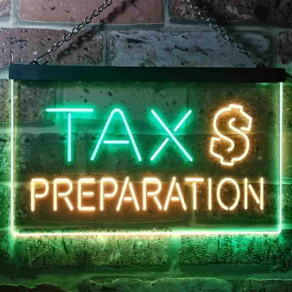 ADVPRO Tax Preparation Display Dual Color LED Neon Sign st6-i3502 - Green & Yellow