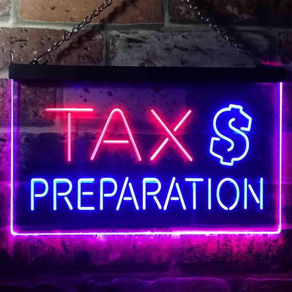 ADVPRO Tax Preparation Display Dual Color LED Neon Sign st6-i3502 - Red & Blue