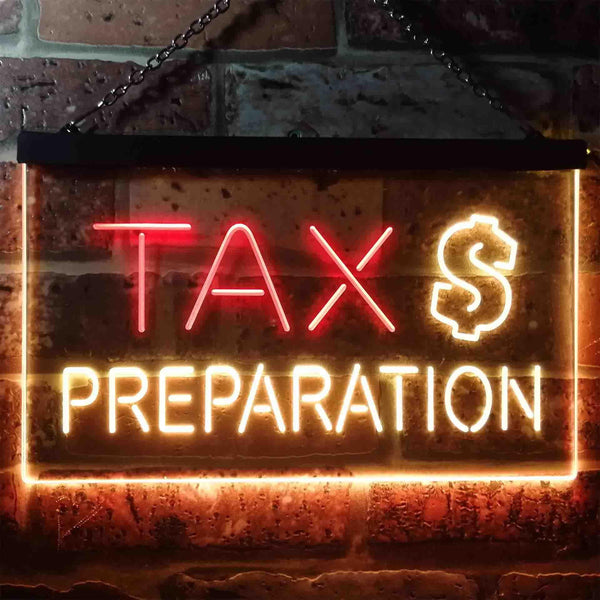 ADVPRO Tax Preparation Display Dual Color LED Neon Sign st6-i3502 - Red & Yellow