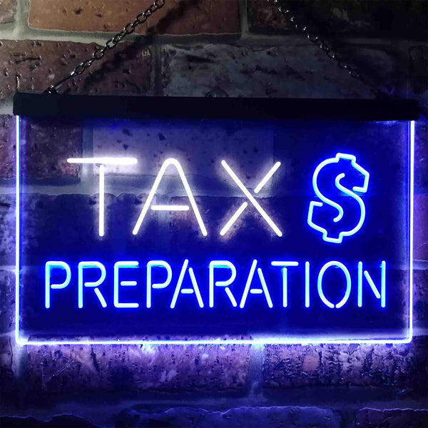 ADVPRO Tax Preparation Display Dual Color LED Neon Sign st6-i3502 - White & Blue