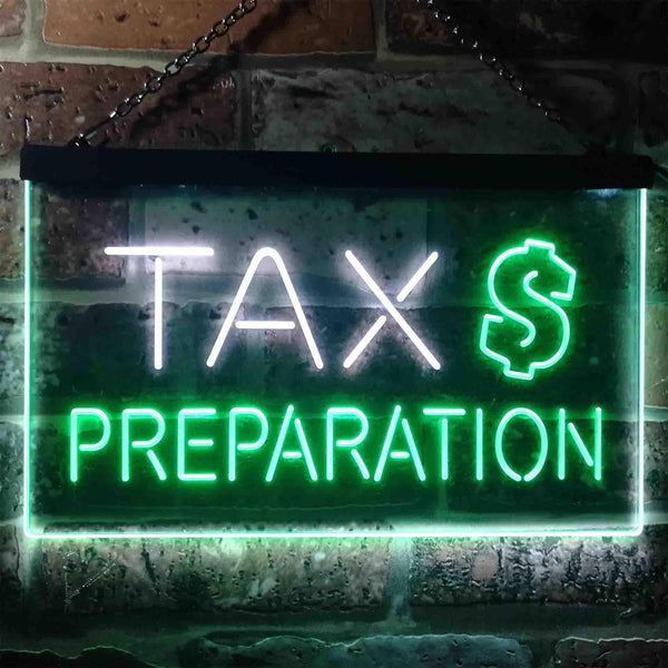 ADVPRO Tax Preparation Display Dual Color LED Neon Sign st6-i3502 - White & Green
