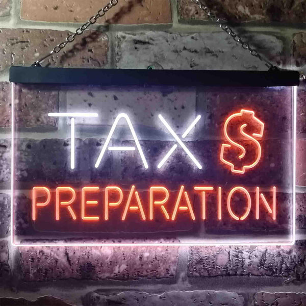 ADVPRO Tax Preparation Display Dual Color LED Neon Sign st6-i3502 - White & Orange