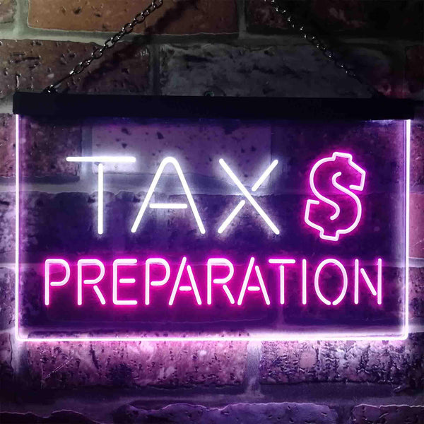 ADVPRO Tax Preparation Display Dual Color LED Neon Sign st6-i3502 - White & Purple