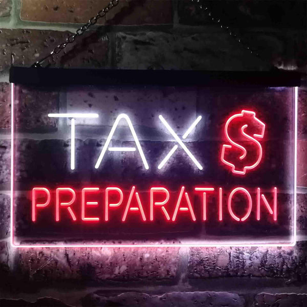 ADVPRO Tax Preparation Display Dual Color LED Neon Sign st6-i3502 - White & Red