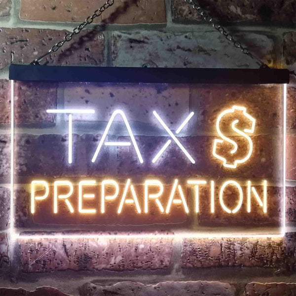 ADVPRO Tax Preparation Display Dual Color LED Neon Sign st6-i3502 - White & Yellow