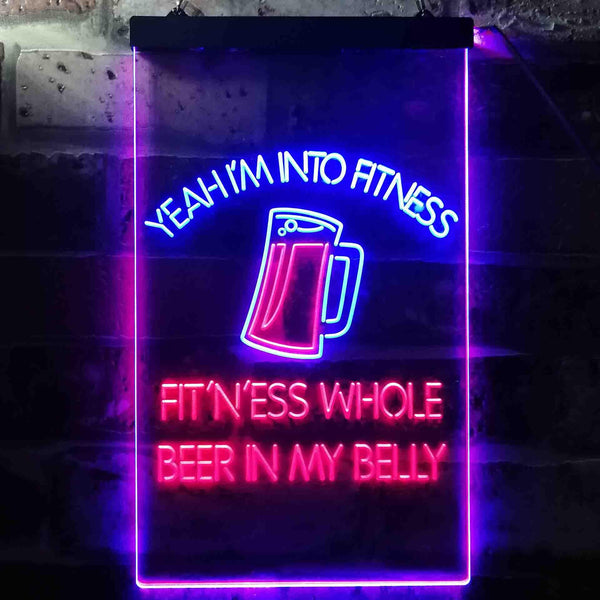 ADVPRO I'm Into Fitness Whole Beer in My Belly Bar  Dual Color LED Neon Sign st6-i3515 - Blue & Red