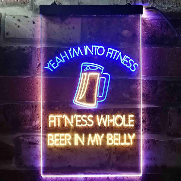 ADVPRO I'm Into Fitness Whole Beer in My Belly Bar  Dual Color LED Neon Sign st6-i3515 - Blue & Yellow
