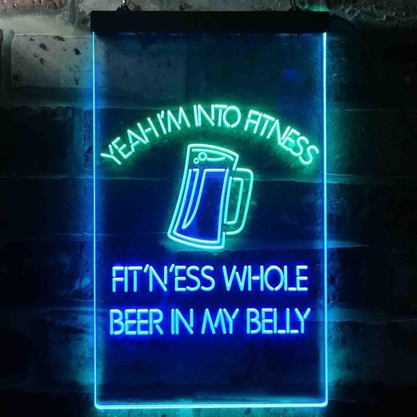 ADVPRO I'm Into Fitness Whole Beer in My Belly Bar  Dual Color LED Neon Sign st6-i3515 - Green & Blue