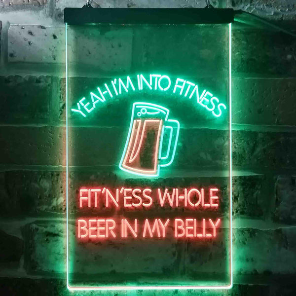 ADVPRO I'm Into Fitness Whole Beer in My Belly Bar  Dual Color LED Neon Sign st6-i3515 - Green & Red