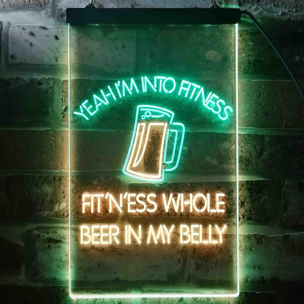 ADVPRO I'm Into Fitness Whole Beer in My Belly Bar  Dual Color LED Neon Sign st6-i3515 - Green & Yellow