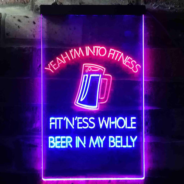 ADVPRO I'm Into Fitness Whole Beer in My Belly Bar  Dual Color LED Neon Sign st6-i3515 - Red & Blue