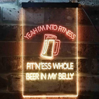 ADVPRO I'm Into Fitness Whole Beer in My Belly Bar  Dual Color LED Neon Sign st6-i3515 - Red & Yellow
