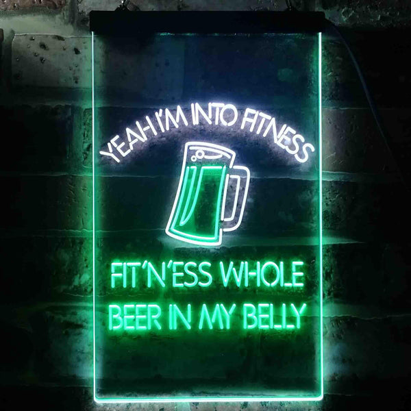ADVPRO I'm Into Fitness Whole Beer in My Belly Bar  Dual Color LED Neon Sign st6-i3515 - White & Green