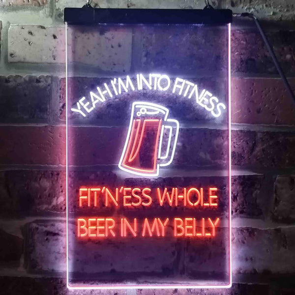 ADVPRO I'm Into Fitness Whole Beer in My Belly Bar  Dual Color LED Neon Sign st6-i3515 - White & Orange