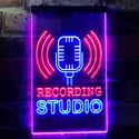ADVPRO Recording Studio Microphone On Air  Dual Color LED Neon Sign st6-i3519 - Blue & Red