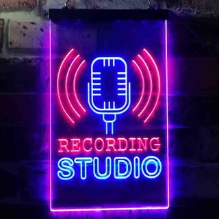 ADVPRO Recording Studio Microphone On Air  Dual Color LED Neon Sign st6-i3519 - Blue & Red