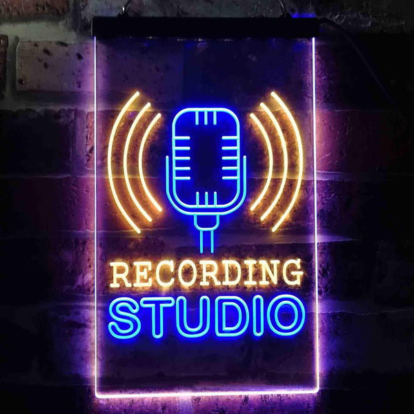 ADVPRO Recording Studio Microphone On Air  Dual Color LED Neon Sign st6-i3519 - Blue & Yellow