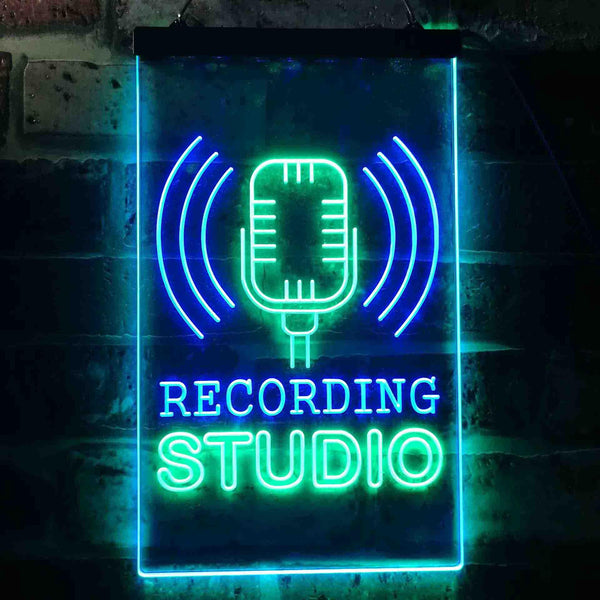 ADVPRO Recording Studio Microphone On Air  Dual Color LED Neon Sign st6-i3519 - Green & Blue
