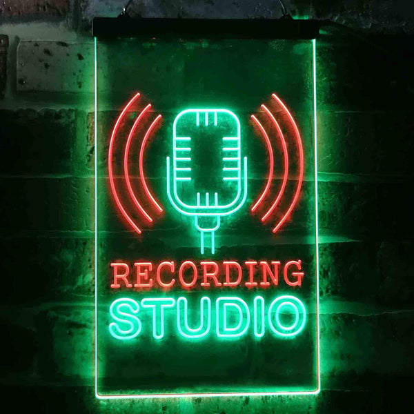 ADVPRO Recording Studio Microphone On Air  Dual Color LED Neon Sign st6-i3519 - Green & Red