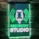 ADVPRO Recording Studio Microphone On Air  Dual Color LED Neon Sign st6-i3519 - White & Green