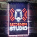 ADVPRO Recording Studio Microphone On Air  Dual Color LED Neon Sign st6-i3519 - White & Orange