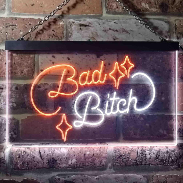 ADVPRO Bad Bitch Room Display Bar Dual Color LED Neon Sign st6-i3522 - White & Orange