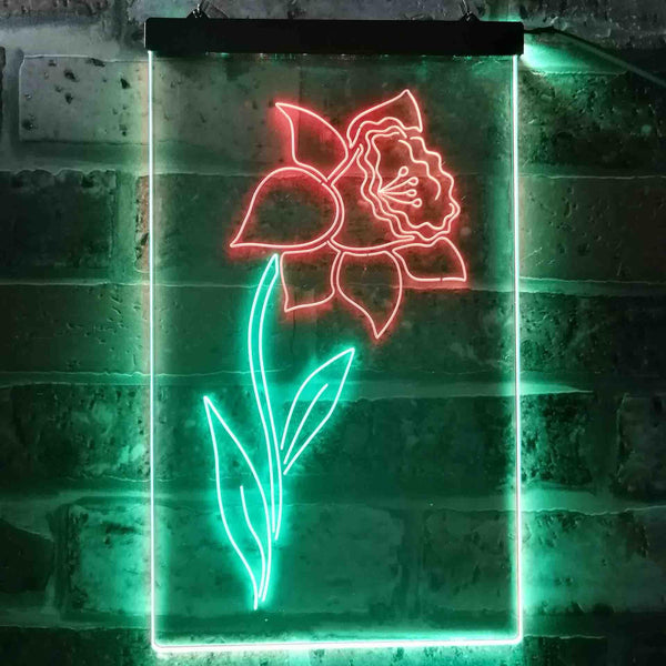 ADVPRO Daffodil Flower Room  Dual Color LED Neon Sign st6-i3527 - Green & Red