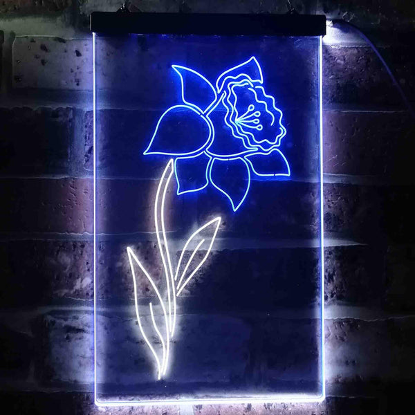 ADVPRO Daffodil Flower Room  Dual Color LED Neon Sign st6-i3527 - White & Blue
