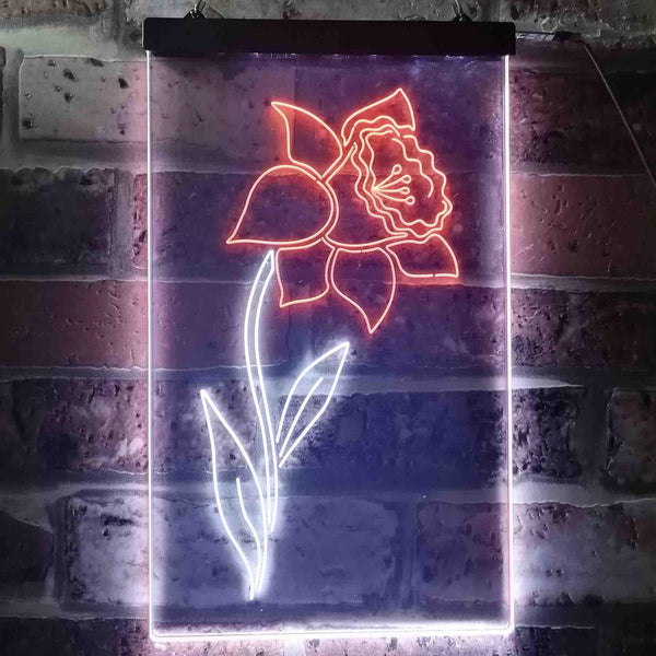 ADVPRO Daffodil Flower Room  Dual Color LED Neon Sign st6-i3527 - White & Orange