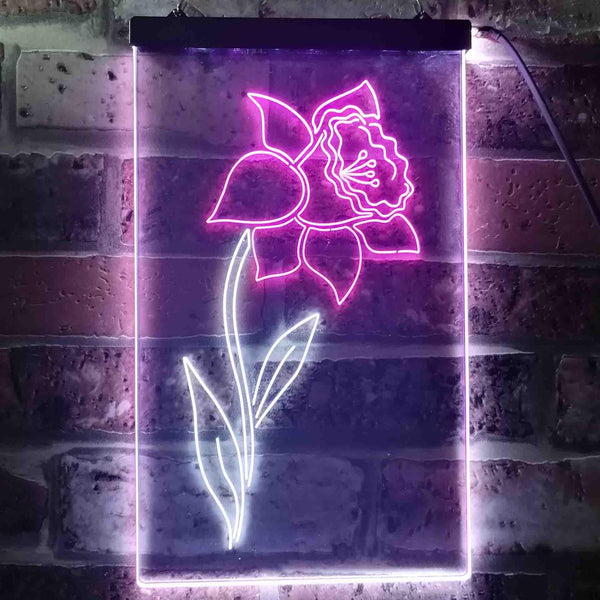 ADVPRO Daffodil Flower Room  Dual Color LED Neon Sign st6-i3527 - White & Purple
