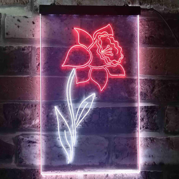 ADVPRO Daffodil Flower Room  Dual Color LED Neon Sign st6-i3527 - White & Red