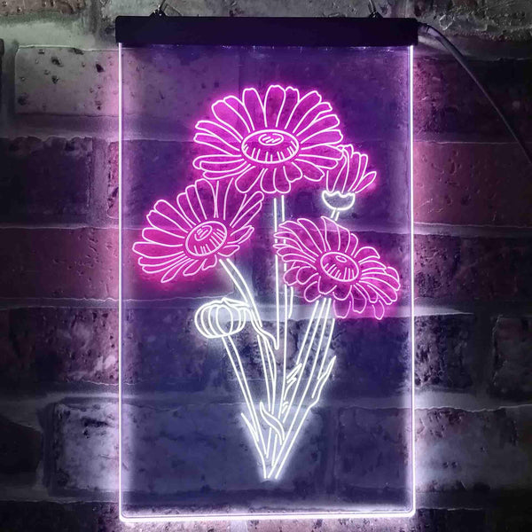 ADVPRO Daisy Flower Room  Dual Color LED Neon Sign st6-i3528 - White & Purple