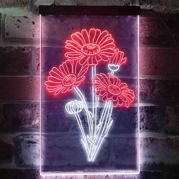 ADVPRO Daisy Flower Room  Dual Color LED Neon Sign st6-i3528 - White & Red
