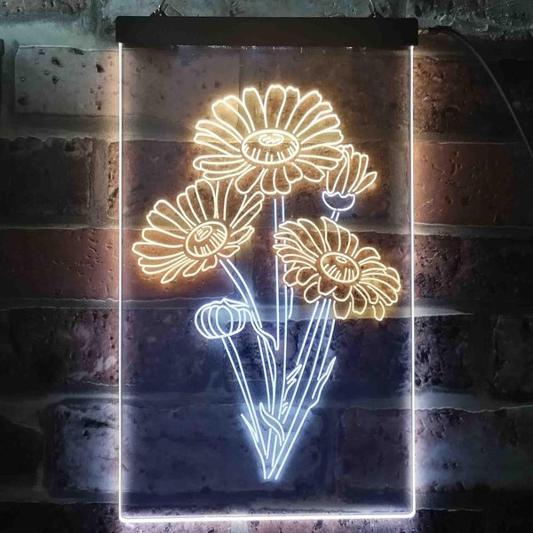 ADVPRO Daisy Flower Room  Dual Color LED Neon Sign st6-i3528 - White & Yellow