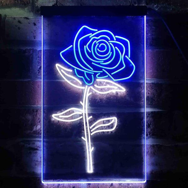 ADVPRO Rose Flower Room  Dual Color LED Neon Sign st6-i3531 - White & Blue