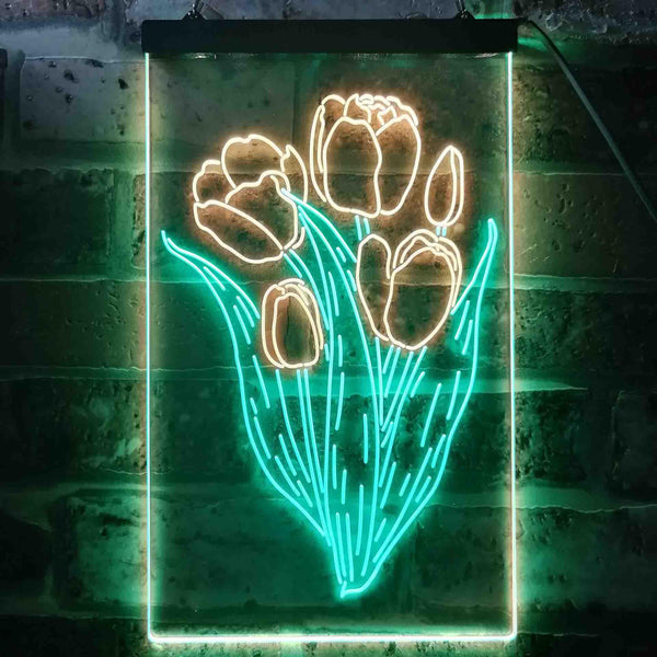 ADVPRO Tulip Flower  Dual Color LED Neon Sign st6-i3534 - Green & Yellow