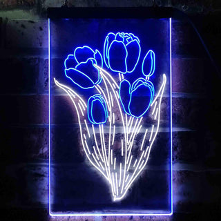 ADVPRO Tulip Flower  Dual Color LED Neon Sign st6-i3534 - White & Blue