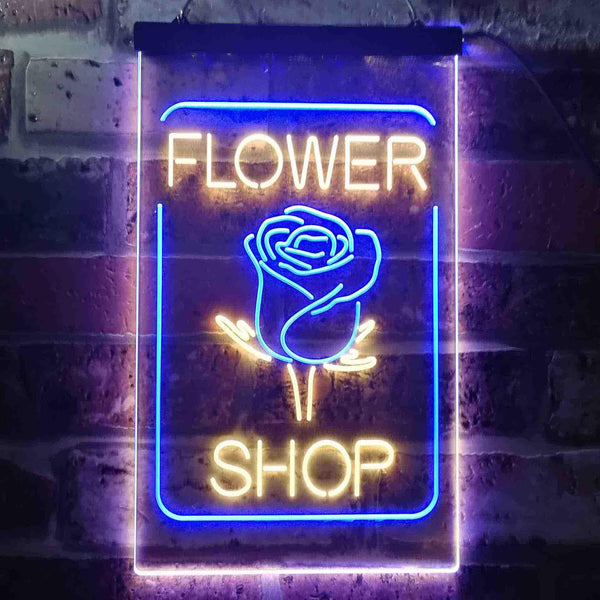 ADVPRO Flower Shop Open Rose Display  Dual Color LED Neon Sign st6-i3536 - Blue & Yellow