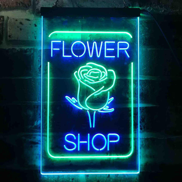 ADVPRO Flower Shop Open Rose Display  Dual Color LED Neon Sign st6-i3536 - Green & Blue