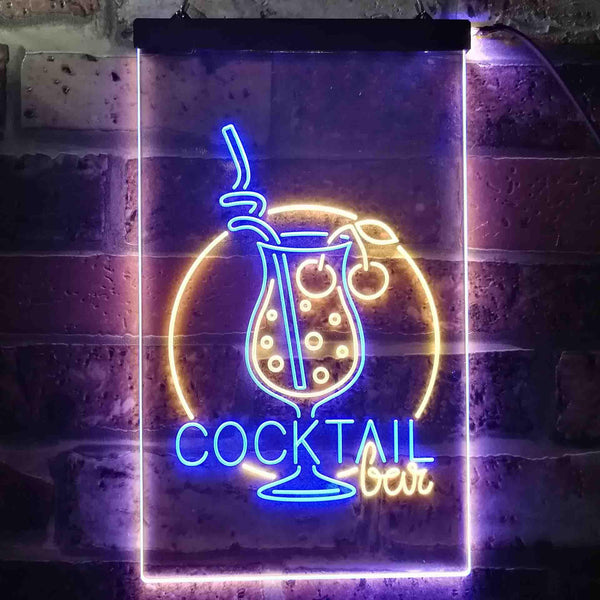 ADVPRO Cocktail Bar Glass Pub  Dual Color LED Neon Sign st6-i3537 - Blue & Yellow