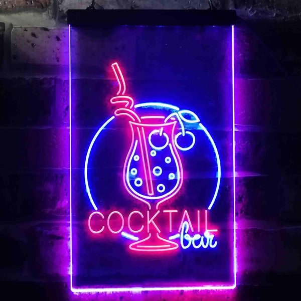 ADVPRO Cocktail Bar Glass Pub  Dual Color LED Neon Sign st6-i3537 - Red & Blue
