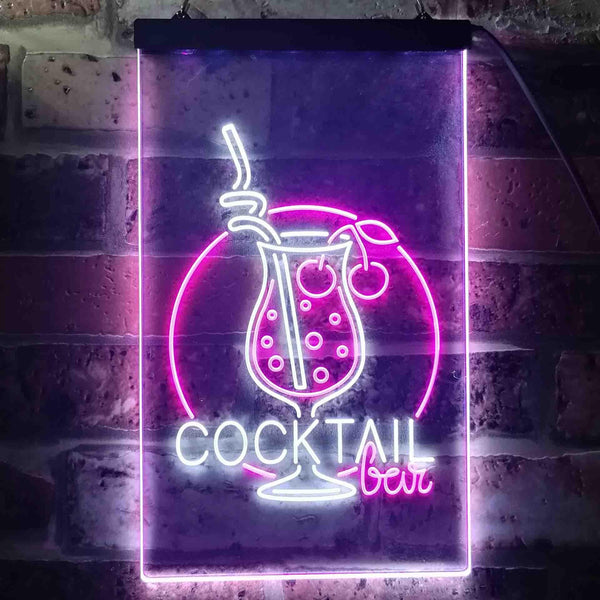 ADVPRO Cocktail Bar Glass Pub  Dual Color LED Neon Sign st6-i3537 - White & Purple
