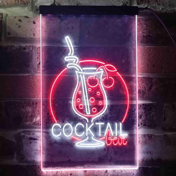 ADVPRO Cocktail Bar Glass Pub  Dual Color LED Neon Sign st6-i3537 - White & Red