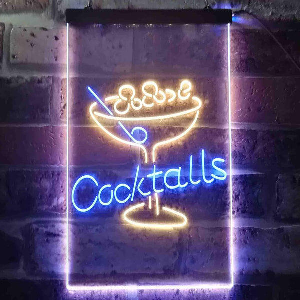 ADVPRO Cocktails Glass Bar Club  Dual Color LED Neon Sign st6-i3539 - Blue & Yellow