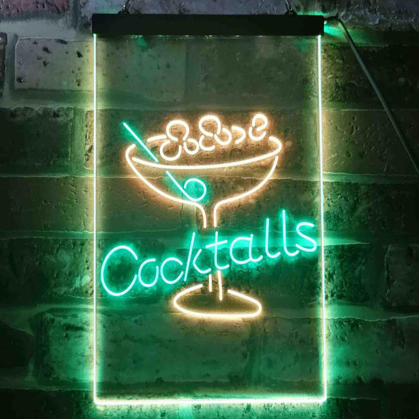 ADVPRO Cocktails Glass Bar Club  Dual Color LED Neon Sign st6-i3539 - Green & Yellow