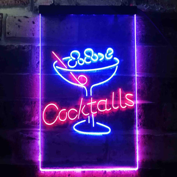 ADVPRO Cocktails Glass Bar Club  Dual Color LED Neon Sign st6-i3539 - Red & Blue